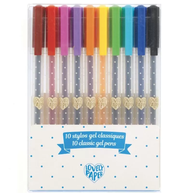 Best Sale Lovely Paper 10 Gel Pens, Klassisk Tegn & Mal