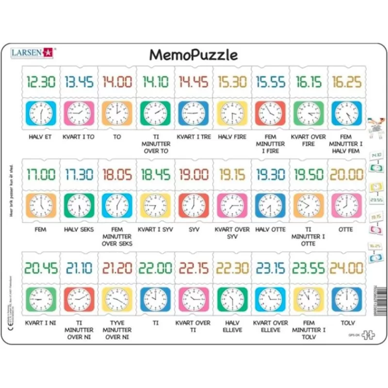 Online Puslespil Memo Laer Klokken, 54 Brikker Puslespil