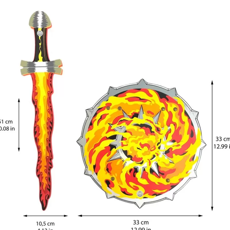 Cheap Flammesaet M. Svaerd Og Skjold Udklædning & Tilbehør