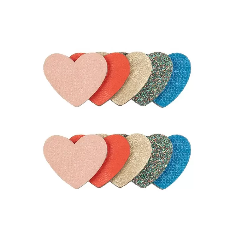 Cheap - 2 Harclips - Layered Heart Retro Rainbow Hårpynt